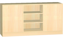 Kast dubbelzijdig met 6 vaste legplanken , 149 × 40 × 77 cm, beuken
