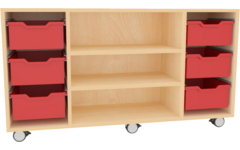 Materiaalkast Basic 139 cm breed zonder laden, 2 legpl.+ wielen, ahorn