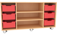 Materiaalkast Basic 139 cm breed zonder laden 2 legpl. +wielen, beuken