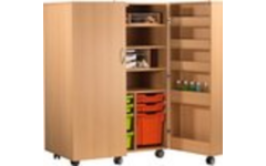 Klapkast Uni beuken verrijdbaar,  105 x 68 x 146 cm