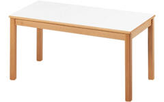 Tafel rechthoekig ahorn, blad wit 120 x 60 cm hoogte B2-53 cm