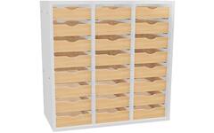 Postvakkast, 3 kolommen, 24 houten bakjes, breedte 80 cm