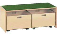 Podiumelement recht 100 × 40 × 35 cm, Ahorn met Tretford bekleding kleur Champignon
