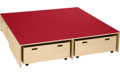 Podiumelement XXL Ahorn,160 x160 x 35 cm, voor 3 rolbakken, bekleed