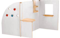 Kinderopvangspeelwand, rollenspel, 129 x 143,5 x 101,5 cm, berkenmultiplex