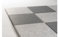 Akoestische PET-vilt wandtegels, set12, combi set grijs, 30x30 cm