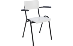Stoel Easy, kunststof rug en zitting met armleggers