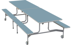 Rechthoekige tafel met banken, 307 x 70-75 x 150 cm (LxBxH)(vaste bank!)