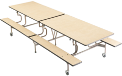 Rechthoekige tafel met banken, 366 x 68 cm (LxH)