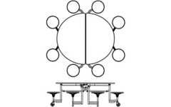 Ronde tafel, 8-zitter H68 136cm x 153cm x 68cm