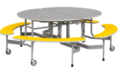 Ronde tafel met banken, 8-zitter H74 136cm x 153cm x 74cm