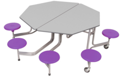Achthoekige tafel, 8-zitter H74 136cm x 153cm x 74cm