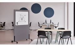 Akoestische whiteboard Silva, 200 x 120 cm, Donkergrijs, verrijdbaar