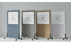 Akoestische whiteboard Silva, 200 x 120 cm, Beige, verrijdbaar