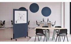 Akoestische whiteboard Silva, 200 x 120 cm, Blauw, verrijdbaar