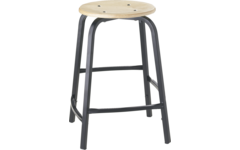 Taboeret 50H verspr. steunen frame zwart, zitting hout