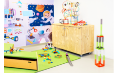 Roomdivider 200 x 200 cm, wit frame, verrijdbaar