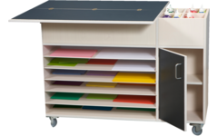 Creatafel en opbergkast in 1 met uitklapb. Bovenbl. H80xB125xD45/90 cm