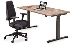 Bureau Flex 3+, Oak medium, onderstel Shadow grey, 160x80 cm