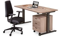 Bureau Flex 3+, Oak medium, onderstel Shadow grey, 160x80 cm