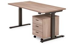 Bureau Flex 3+, Oak medium, onderstel Shadow grey, 160x80 cm