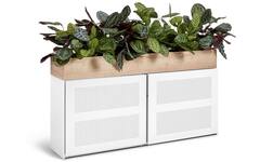 Schuifdeurkast Slide & Go, 160x83 cm wit, met plantenbak Halifax naturel