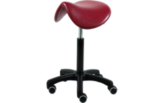 Zadelstoel neig- en verstelbaar van 52 t/m 67 cm, PUR rood, voet zwart
