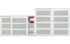 Schuifdeurkast akoestisch incl. top metaal en 8 legb. 200 x 195 x 45cm