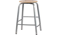 Taboeret zithoogte 50, frame aluminium, zitting hout