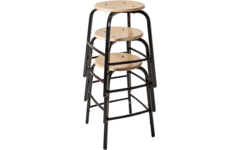 Taboeret zithoogte 55, frame zwart, zitting hout