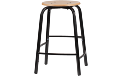 Taboeret zithoogte 60, frame zwart, zitting hout