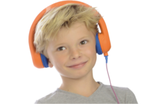 Safe 'n Sound hoofdtelefoon oranje, met afneembare textiel kabel