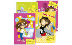 Miniposters Hippe Meiden 802, 20 stuks 4 motieven, 20 stuks