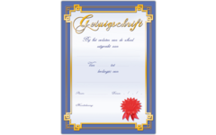 Getuigschrift Blauw kader 1 motief, 10 stuks