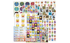 Beloningsstickers Mix Teksten 319002, 15 motieven per vel, 720 stuks