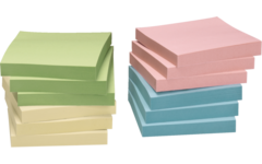 Memoblaadjes 75 × 75 mm assorti recycled, 12 blok a 100 vel