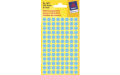 Etiketten rond blauw 8mm, 416 stuks