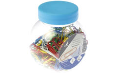 Paperclip gekleurd 25 mm in schroefdop box, 200 stuks