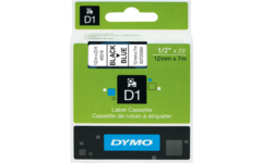 Lettertape Dymo 12 mm D1 blauw/zwart