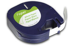 Lettertape 12mm x 4m wit papier (compatible met  Dymo LetraTag)