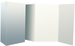 Wandscherm Blanco karton drieluik totaal 290 cm breed en 180 cm hoog, 3 stuks