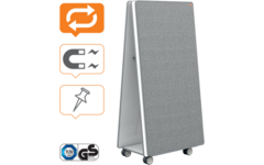 Whiteboard Nobo Move&Meet basis set afneembaar en draagbaar whiteboard/memobord grijs
