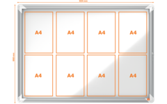 Binnenvitrine Nobo draaideur met slot 8 x A4
