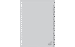 Tabbladen Kangaro A4 cijfers PP 120mµ grijs 23-rings 10-delig