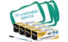 Whiteboardmarkers BIC 1721 zwart, 144 stuks + 24 wisborden Combi-Deal