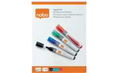 Whiteboardstiften Nobo Liquid Ink ronde punt 3 mm assorti 4 stuks