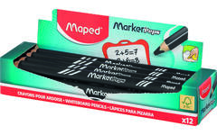 Whiteboardpotloden Maped driekantig zwart , 12 stuks
