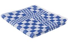 Handdoek blok 50 x 50 cm blauw/wit geruit